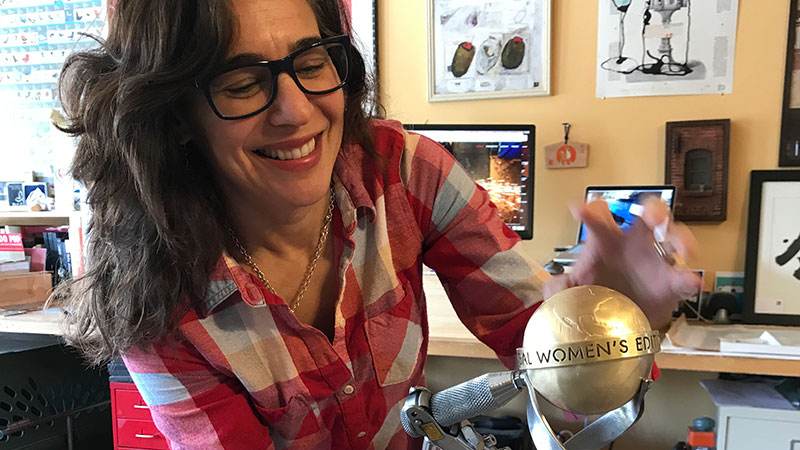 trophy-designer-lisa-issenberg-800x450 Trophy designer Lisa Issenberg smiling while making the trophy.